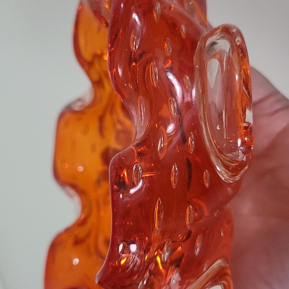 🚀 Orange Vintage Mid Century Art Glass Trinket Dish / Ashtray Bullicante Murano - Picture 3 of 4